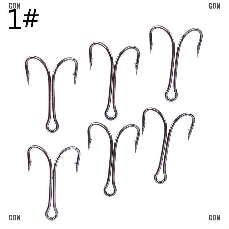 GON 50pcs Dual High Carbon Steel Black Fishing Hooks Double anchor hook Saltwater