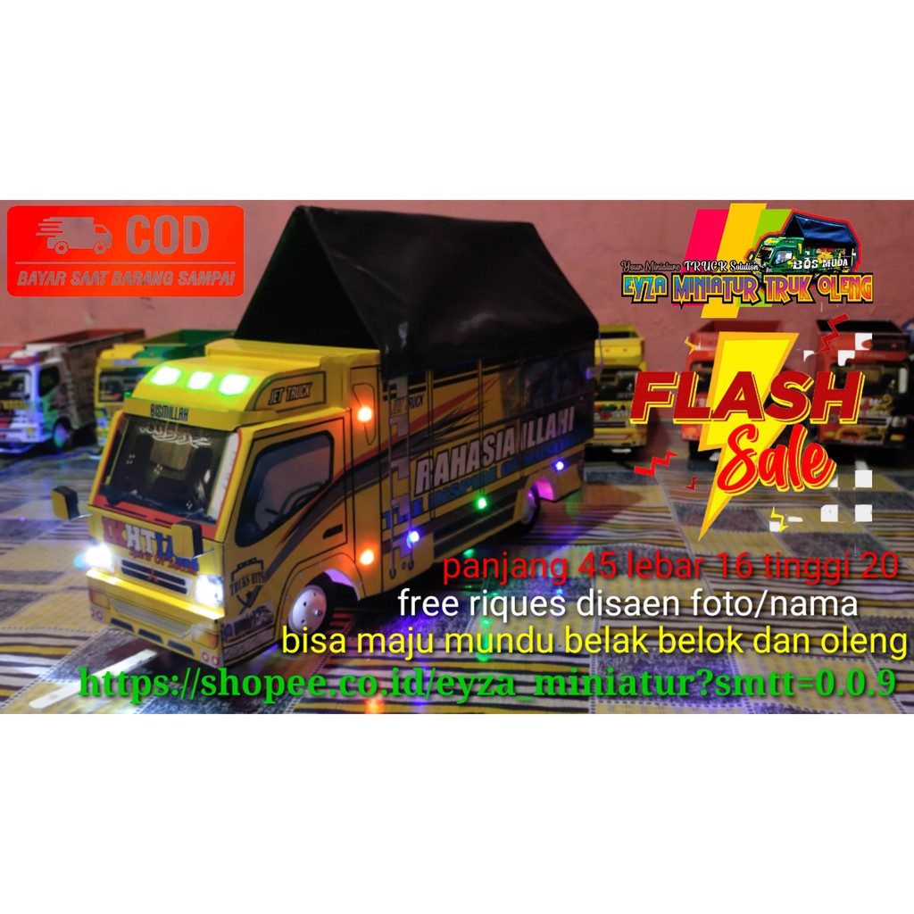 miniatur truk oleng ukuran jumbo besar 45 mainan lampu mobil mobilan terpal terlaris