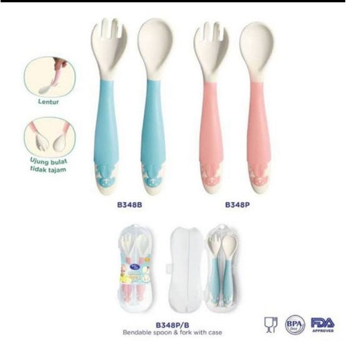 BABY SAFE SPOON &amp; FOR BLUE B348B / ALAT MAKAN BAYI / SENDOK GARPU BAYI