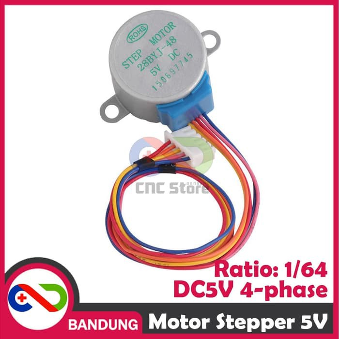 MOTOR STEPPER 5V 4 PHASE 5 WIRE KABEL 25CM 28BYJ-48 FOR ARDUINO DC5V