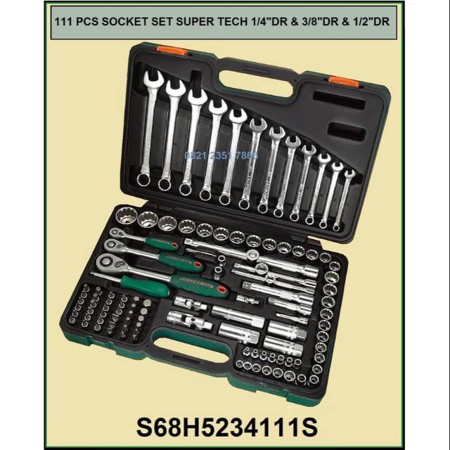 JONNESWAY 111 PCS SOCKET SET SUPER TECH TOOL SET JONESWAY TOOL KIT TOOL BOX - S68H5234111S