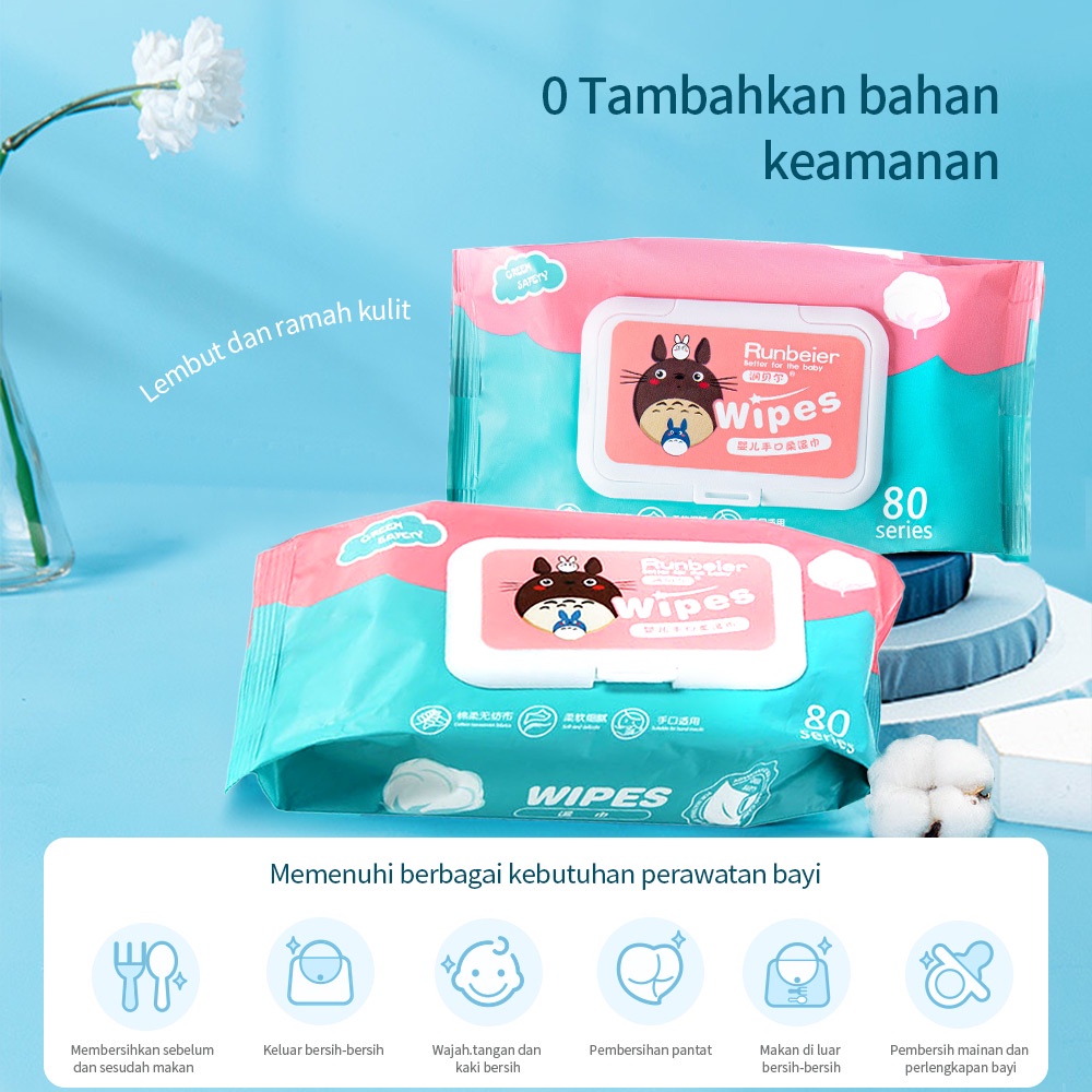 Lacoo Tisu basah bayi 80 pcs Tissue basah bayi anak/baby wipes untuk mulut non alkohol