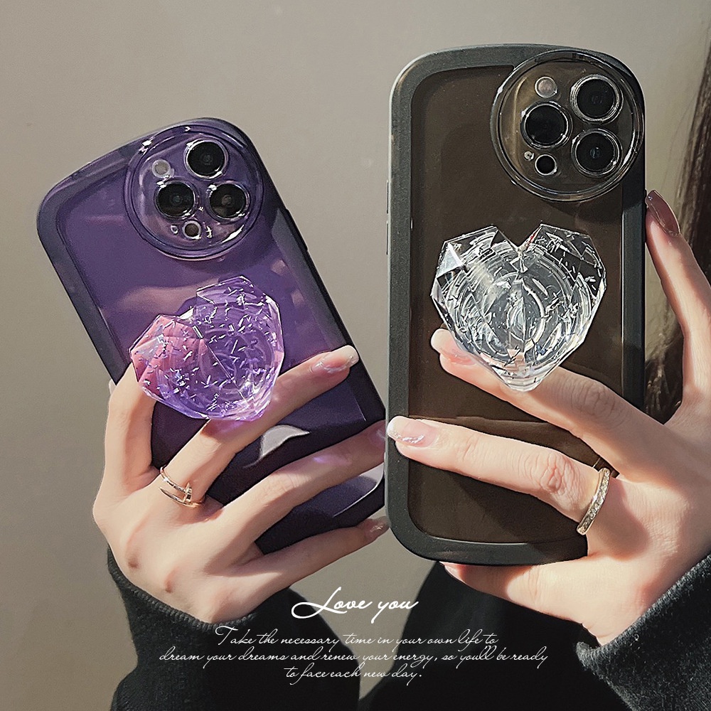 Case Bahan TPU Dengan Holder Hati Untuk iPhone 13pro 13prm 11 7Plus 8Plus Xr XS 13 12 Pro Max