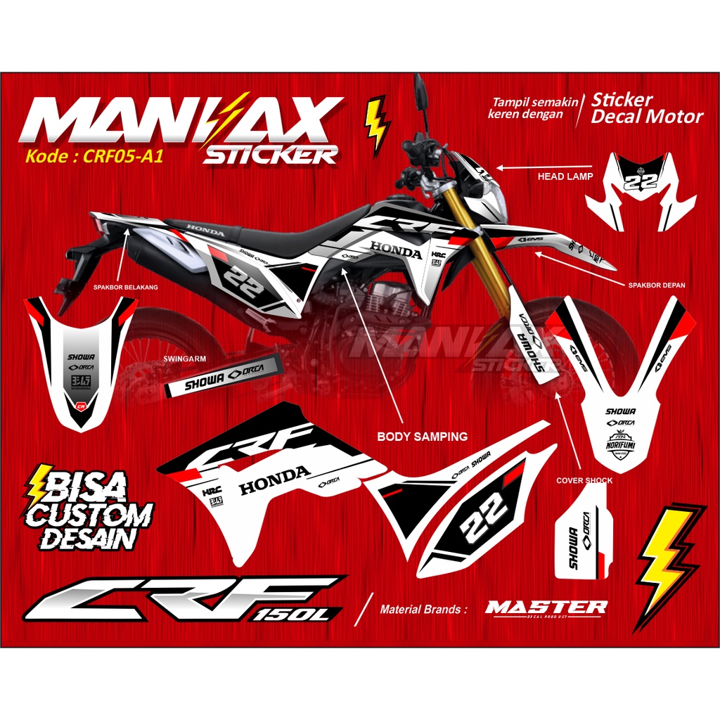 Aksesoris Motor - Decal CRF 150L Fullbody - Sticker CRF 150 L - Dekal Motor CRF 150 L
