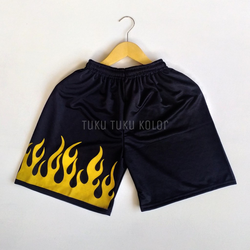 (1kg= 8pcs) Celana pendek olahraga/celana kolor/celana pendek pria/celana futsal/celana volly-ON FIRE KUNING