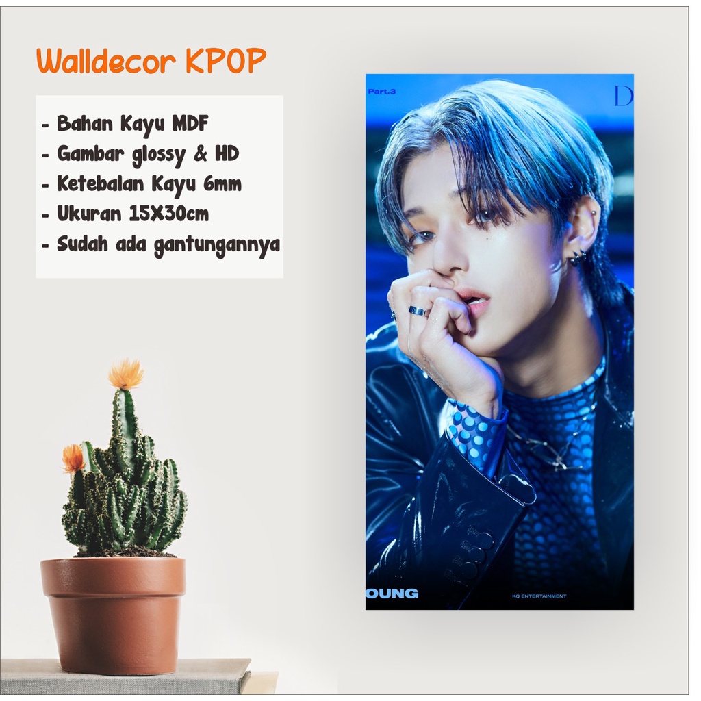 WALLDECOR ATEEZ WOOYOUNG UKURAN 15X30 CM WALL DECOR  POSTER KAYU HIASAN DINDING KPOP