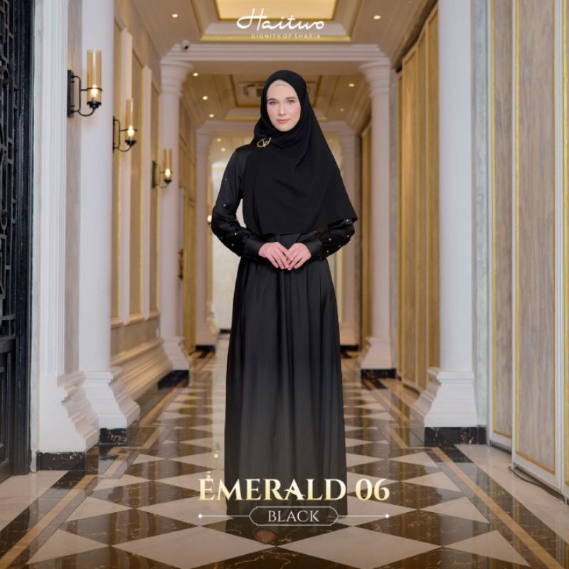 PREMIUM EMERALD 006 Gamis Set Hijab Haitwo Terbaru Original Promo Freeongkir Murah Diskon Bisa COD B