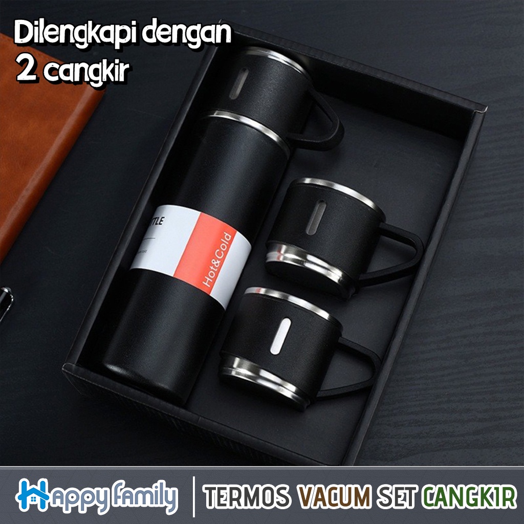 Happy Family Termos Free Cangkir Set Premium / Botol Minum Termos 500ml Vacuum Cup Stainless