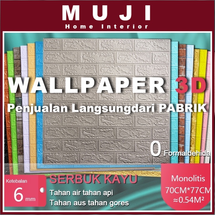COD Beli 10 Gratis 1 Wallpaper Dinding 3D Timbul 70x77 6mm Batu Bata Foam Dimensi Timbul Mewah Stike