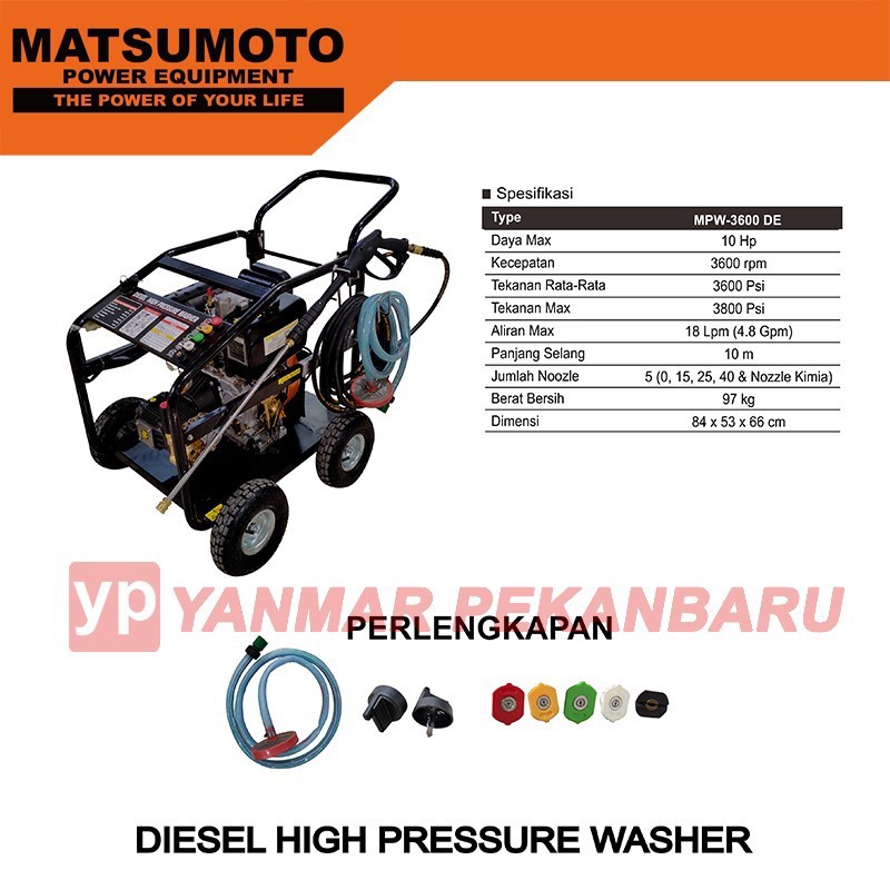 Mesin Cuci Kendaraan Serbaguna / High Pressure Washer MPW 3600 DE MATSUMOTO