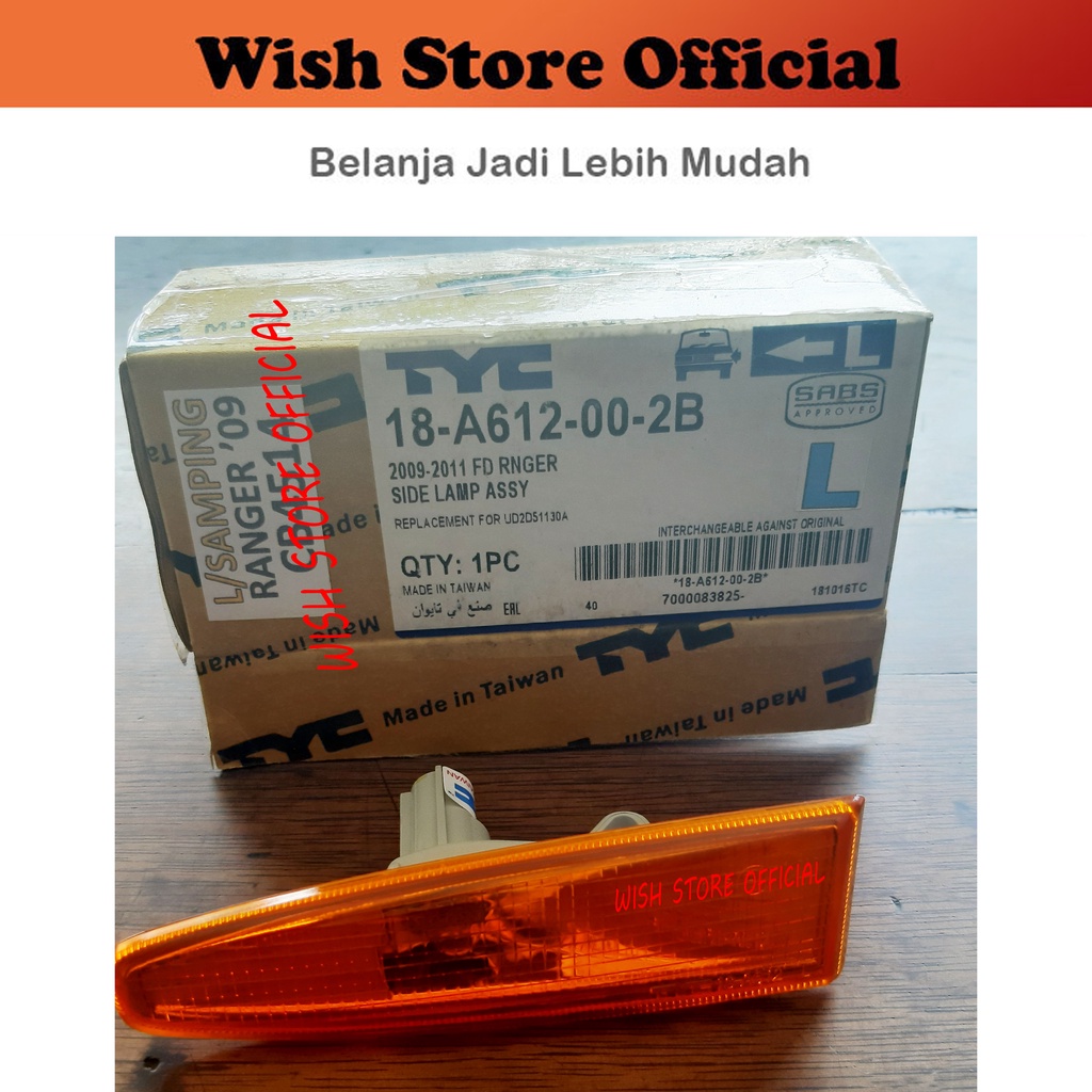 Lampu Samping Fender Sen Sein Side Lamp Rating Kecil Ford Ranger 2009 2010 2011 Sepasang / SET (2 pc