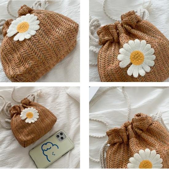 Mouseman - Tas Selempang Rajut Motif Bunga Daisy / Tas Serut