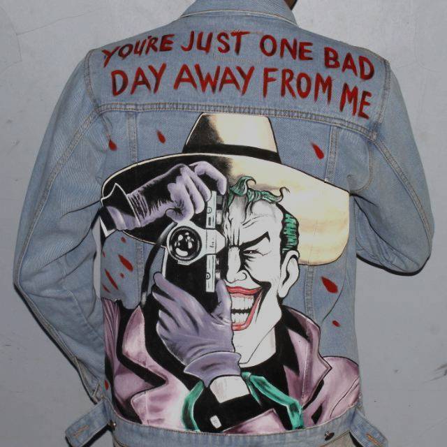  Jaket  denim levis  lukis  custom desain joker Shopee Indonesia