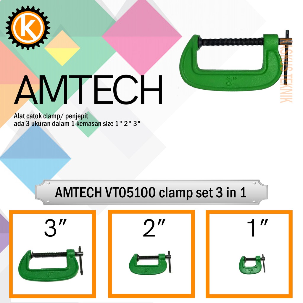 AMTECH VT05100 clamp set 3in1/catok clamp set