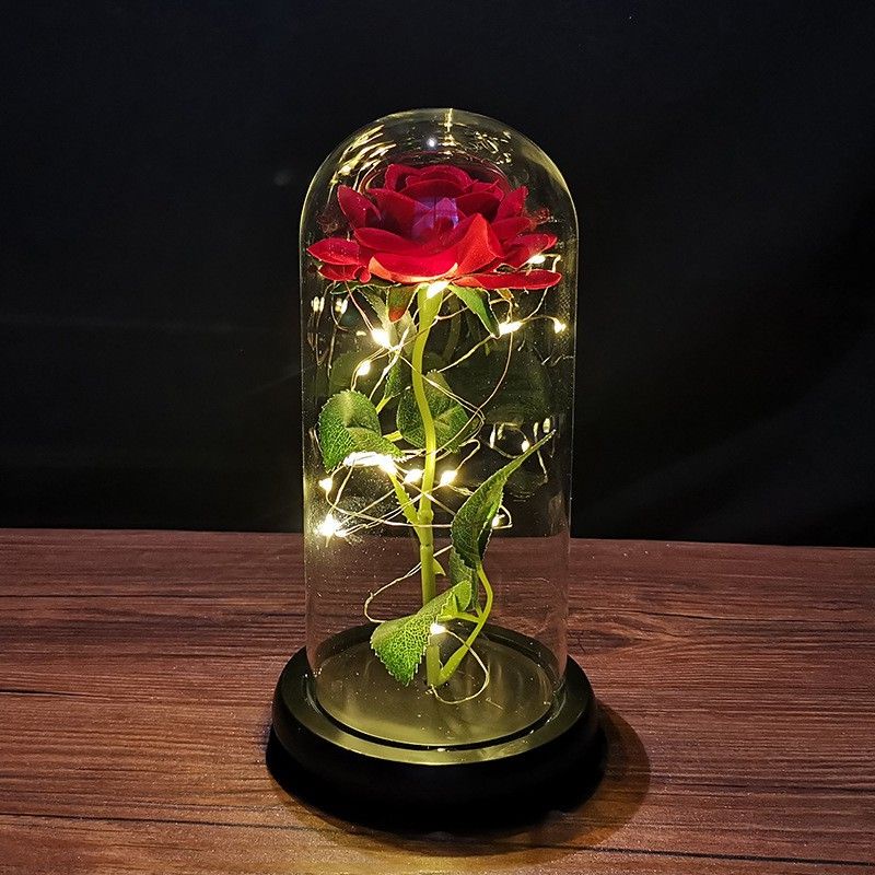 Lampu LED Bunga Mawar Dekorasi Beauty And The Beast Rose Lamp | Pajangan Kado Hiasan Ruangan Kamar