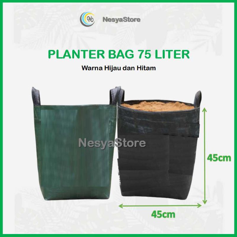 Planter Bag 75 Liter 45x45 Hitam Hijau Kuat - Planter Bag Tanaman