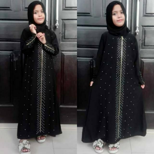 BEST SELLER !!! ABAYA ANAK ZIPER MATA ABAYA CANTIK