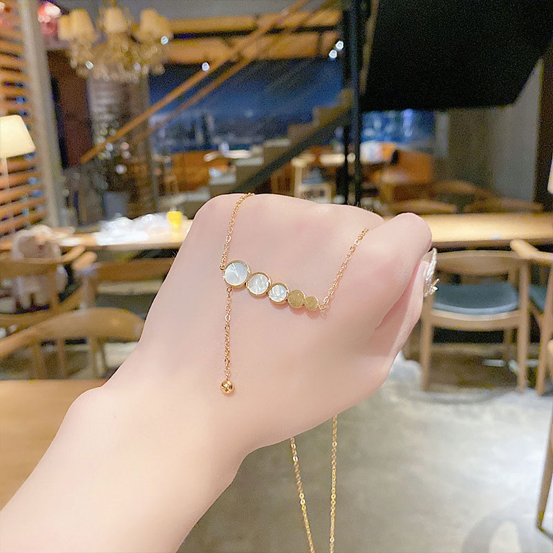 XiaoboACC Kalung Rantai Klavikula 18K Gold Bahan Titanium Steel Hypoallergenic Ukuran Untuk Wanita - 38CM+6CM