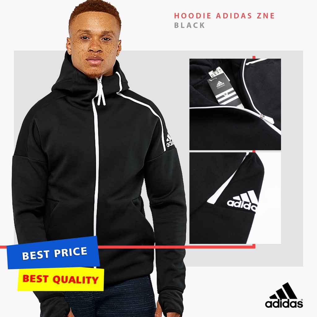JAKET HOODIE ZNE BLACK GRADE ORIGINAL PREMIUM QUALITY / JAKET ADIDAS bisa untuk pria dan wanita