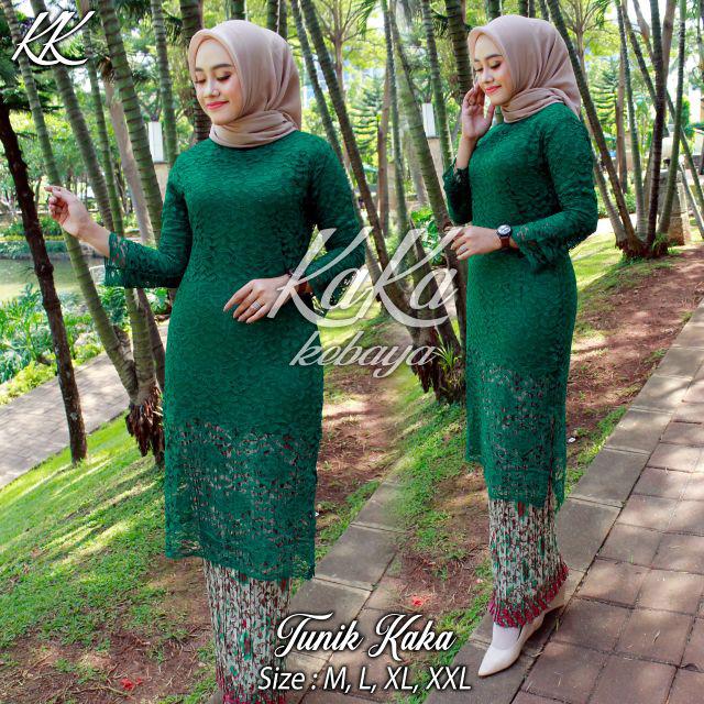 (COD) KIRANAOL - KEBAYA BRUKAT TUNIK / TUNIK BRUKAT MODERN / SET TUNIK BROKAT / TUNIK BROKAT / KEBAYA TUNIIK / KEBAYA MODERN / KEBAYA BRUKAT / ATASAN KEBAYA MODERN / BAJU KEBAYA BRUKAT / KEBAYA KURUNG / KEBAYA WISUDA BY KIRANAOL-HIJAU BOTOL