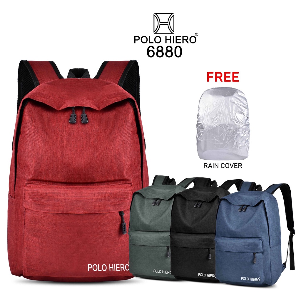 (RF) Tas Polo Hiero 6880 Ransel Sekolah Wanita Backpack Casual Tas Punggung (Free Rain Cover)