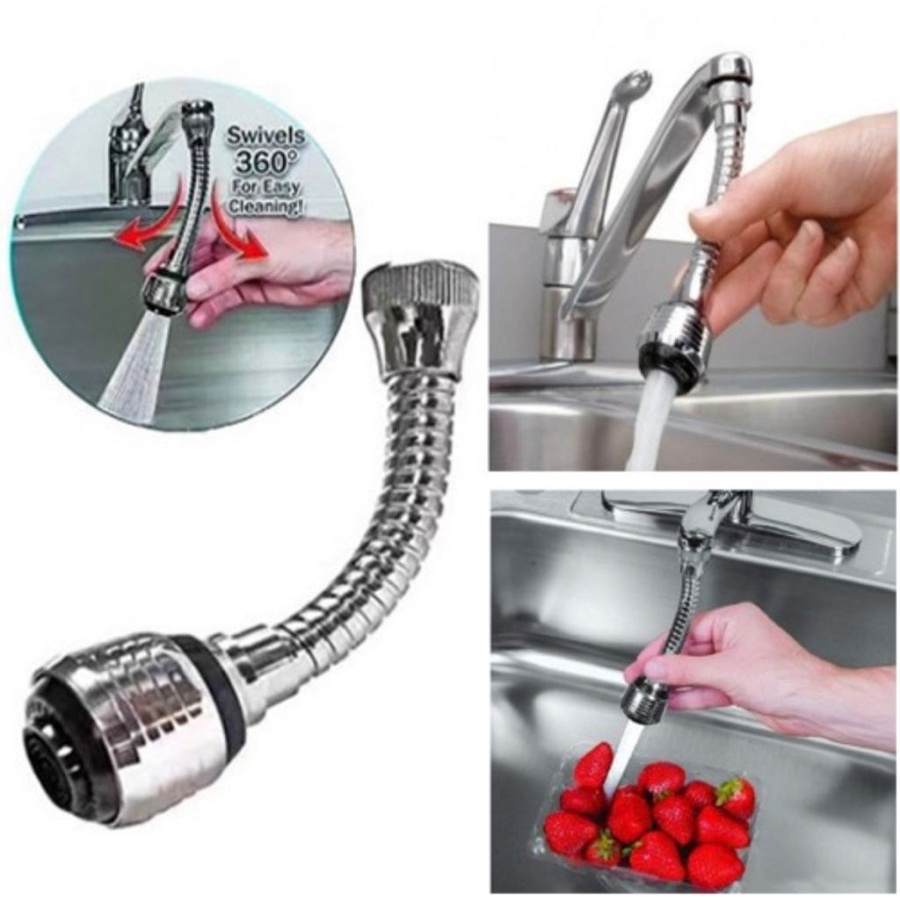 NEW sambungan kran STAINLESS TURBO Flex Faucet 360 Derajat flexible