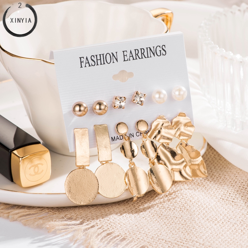 1 Set/6 pcs Paduan Anting Aksesoris Fashion