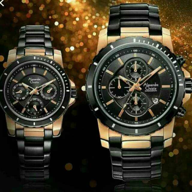 Jam tangan ac 6141 couple hitam Rose gold
