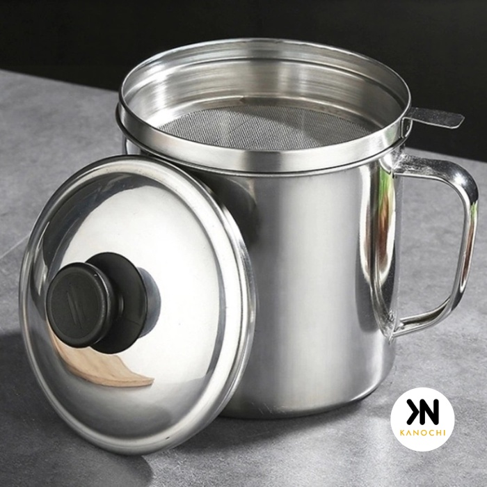 Oil Pot Stainless Steel Saringan Minyak Jelantah Anti Tumpah