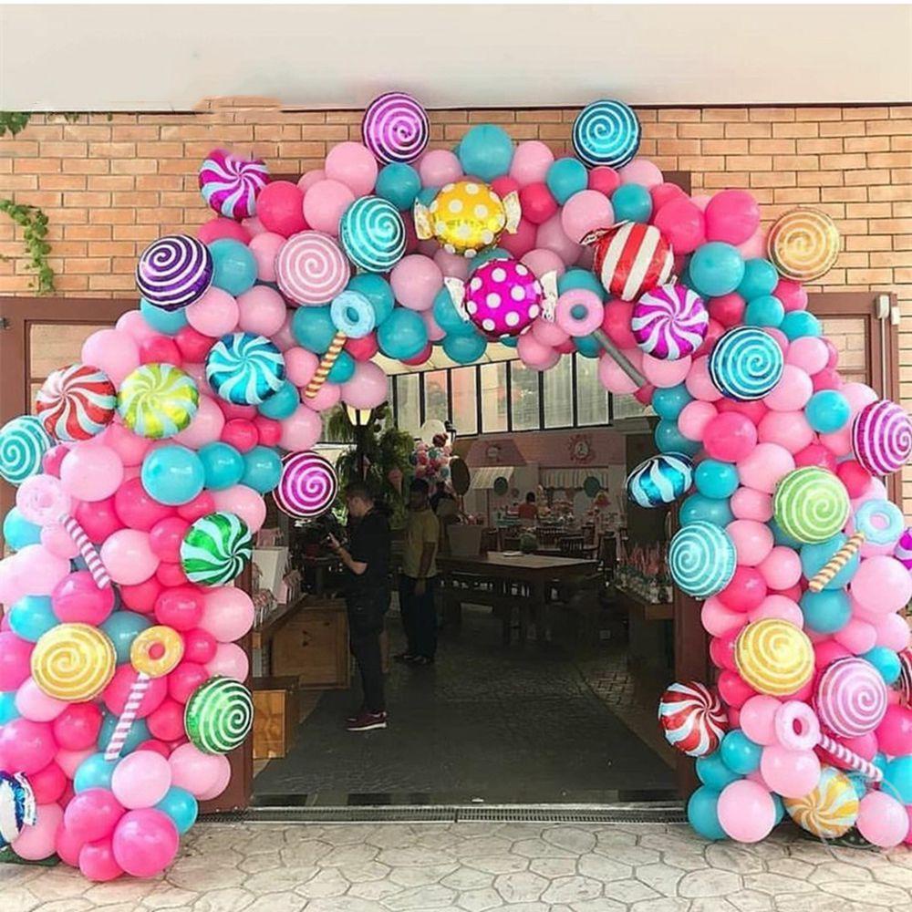 [Elegan] Balon Foil Perlengkapan Pesta Anak Pola Lingkaran Dekorasi Pernikahan Efek Dekoratif Balon Helium