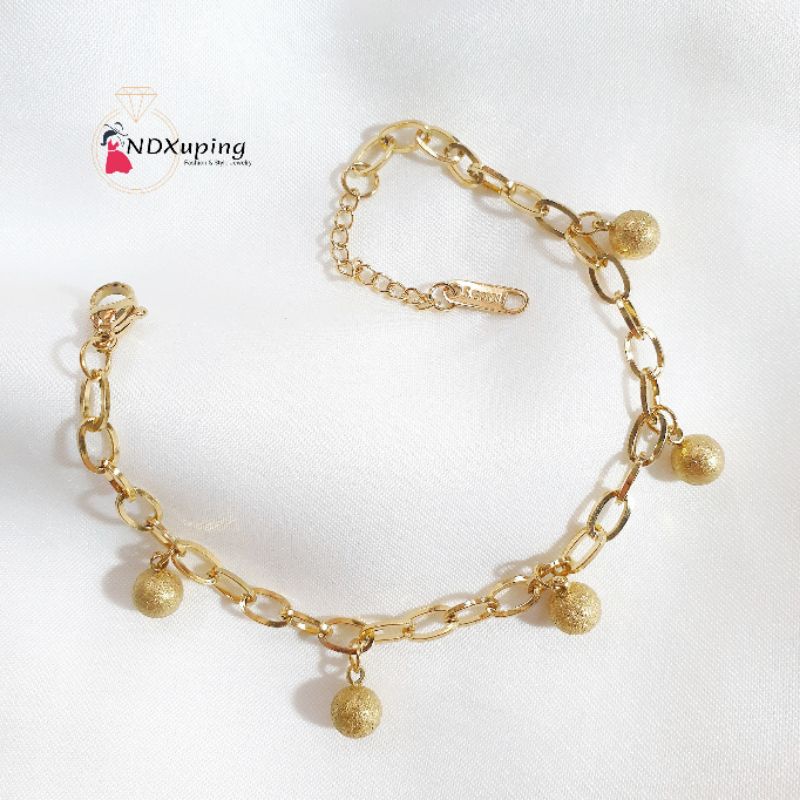 Gelang Titanium Rantai Bola Bola Kecil Gold N06012203