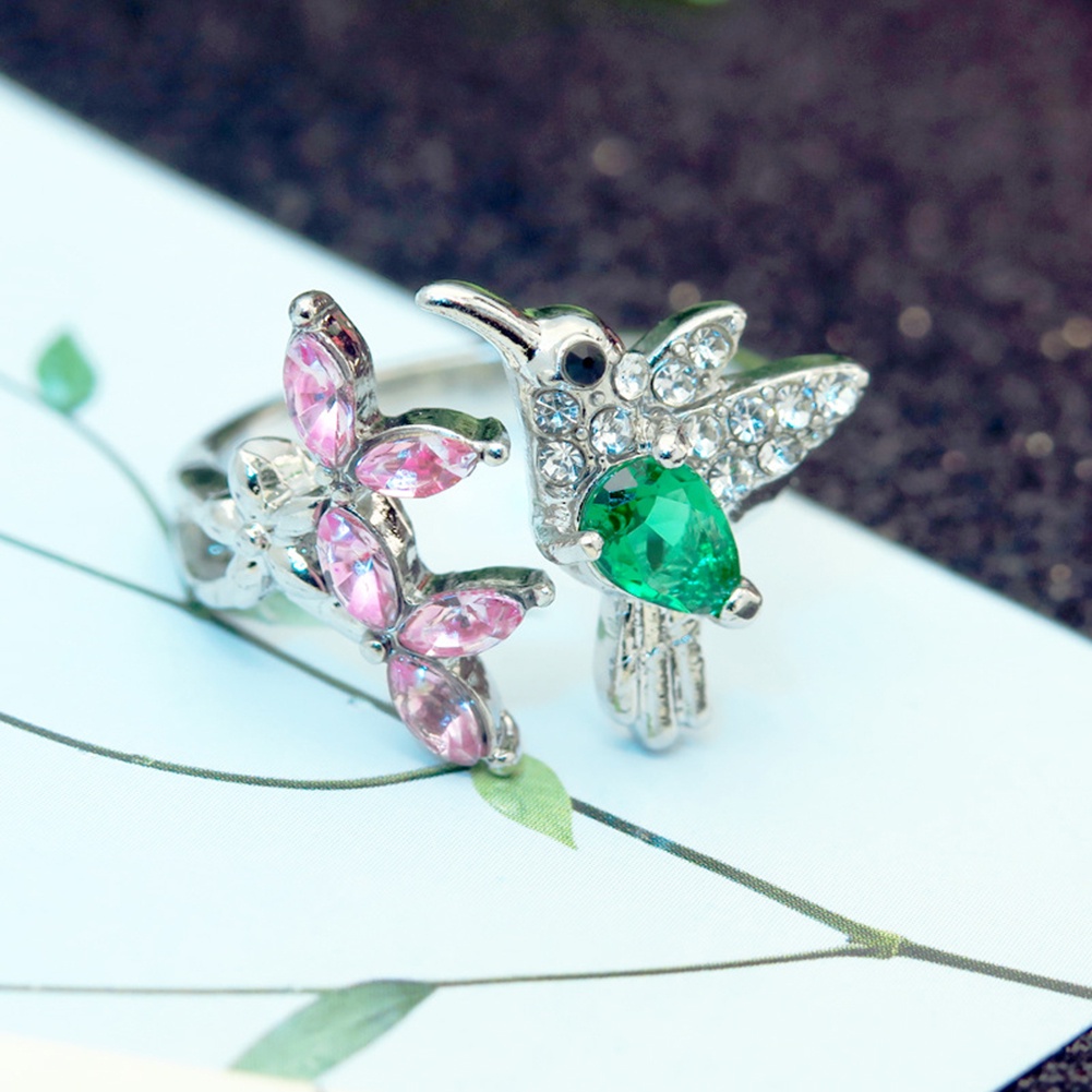 Hu Hu Hu Hu Hu Alat Bantu Pasang Kacamata♡ Cincin Wanita Model Terbuka Desain Bungaburung Hias Cubic Zirconia Gaya Elegan Untuk Pestapernikahanhadiah