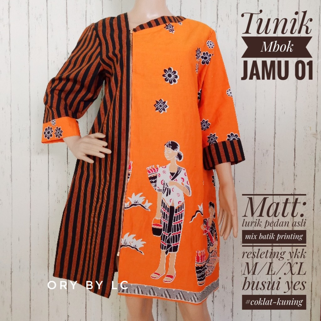 Tunik Mbok Jamu | Dress Lurik Mix Batik Print | Dress Busui Unik