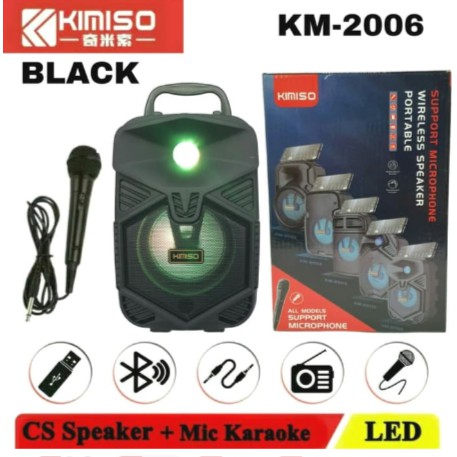 Speaker Bluetooth Led Mic Karaoke Portable Wireless Speker KIMISO KM 2006 KM-2006 + Microphone