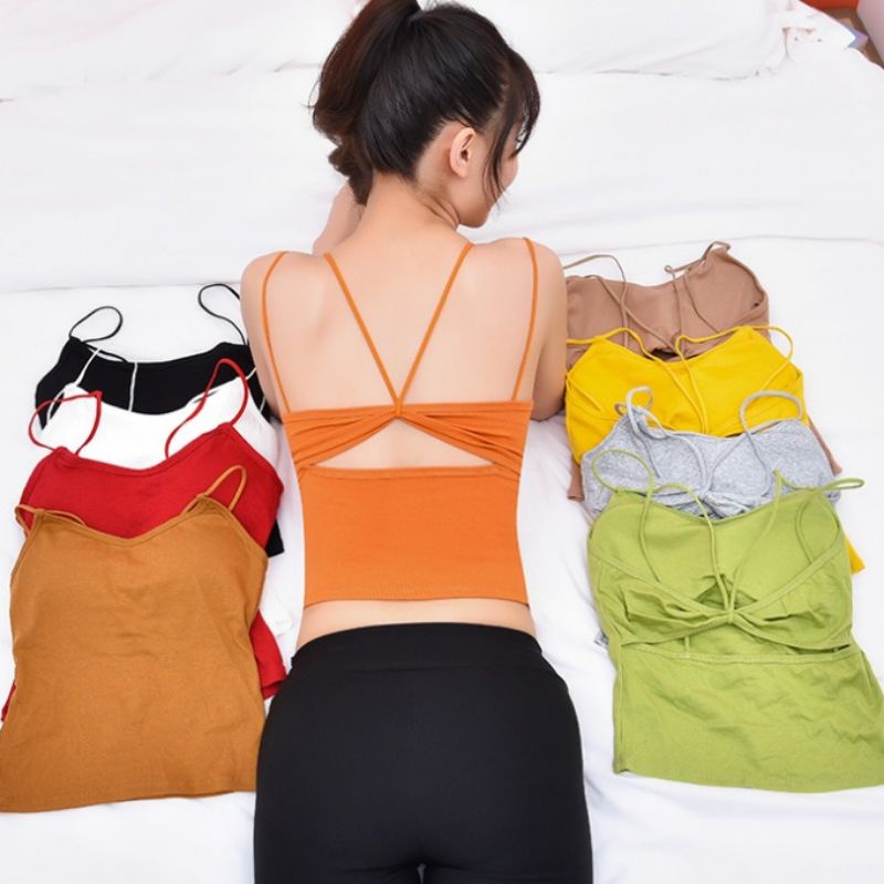 KSA - Tanktop busa push up backless crop top fashion wanita 044