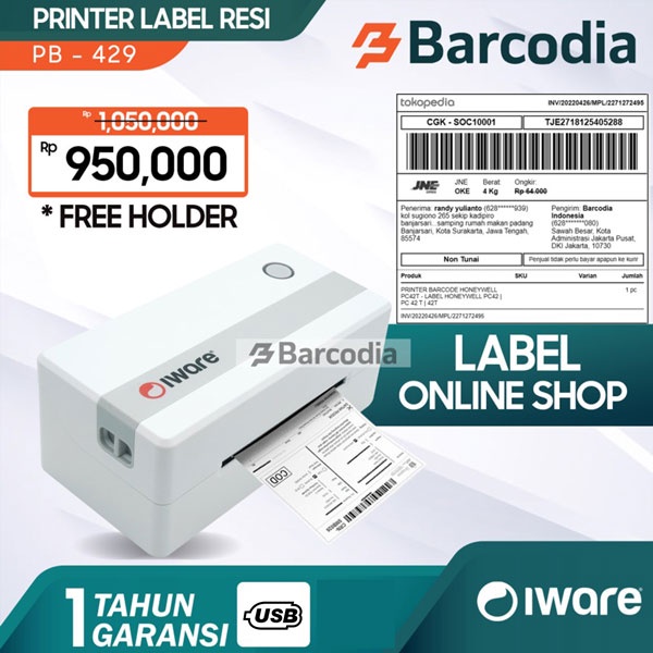 PRINTER LABEL BARCODE STICKER BP-428U/428 DIRECT THERMAL 108mm / A6 (USB) PRINTER LABEL BARCODE