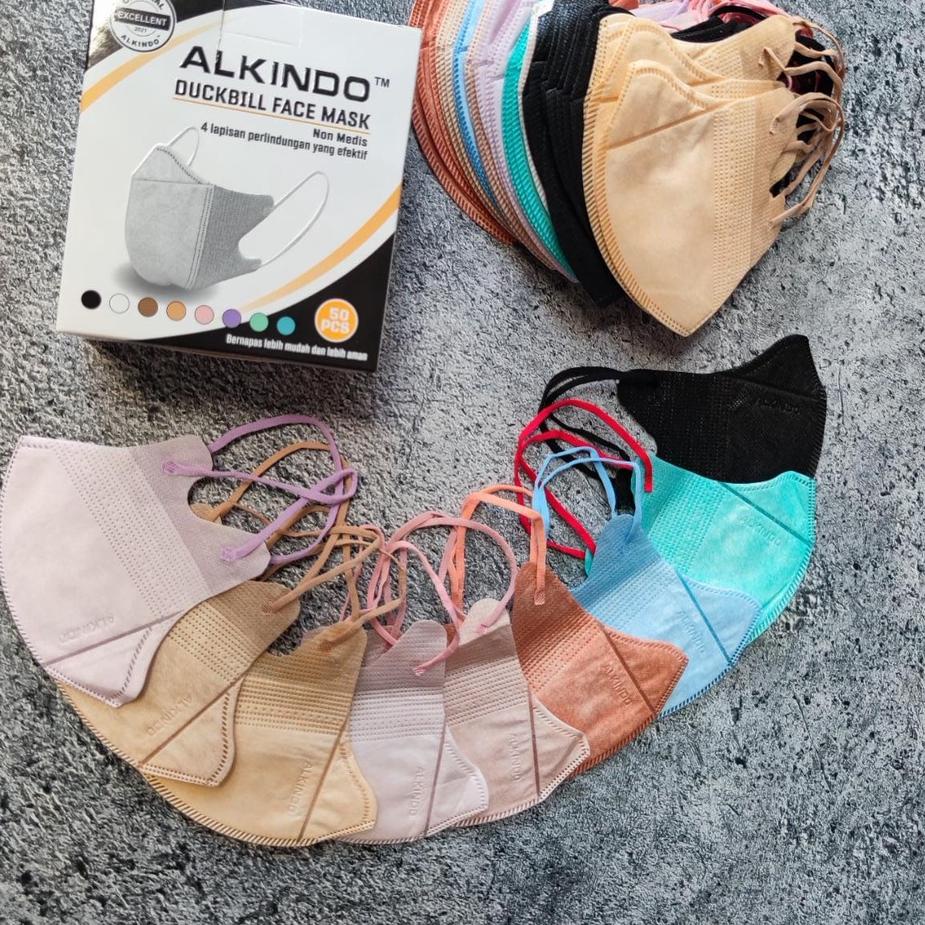 Terbaru MASKER DUCKBILL ALKINDO  FACE MASK WARNA HITAM/ABU / PINK MIRIP SENSI 한