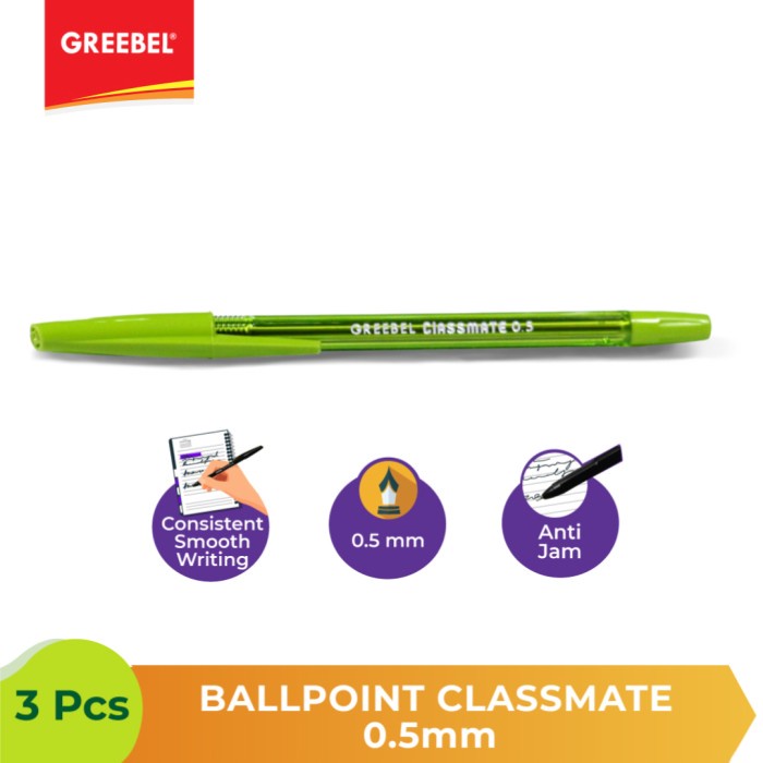 Ballpen Pulpen Greebel Ballpoint Classmate0.5 Black - 3pcs.