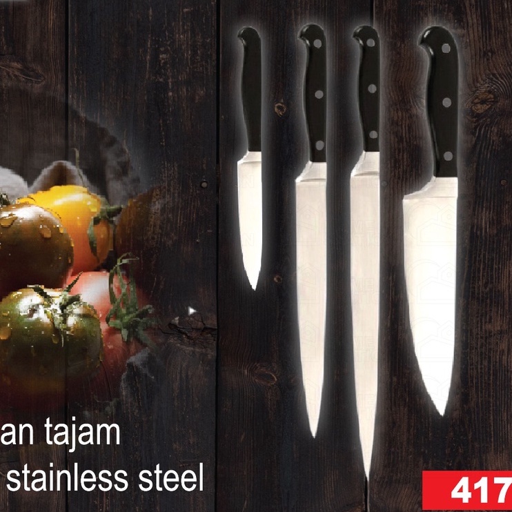 Pisau Dapur set isi 4 ukuran serbaguna / pisau stainless steel berkualitas 417 Pisau set 4 in 1 Warna/pisau daging/pisau sayur/pisau buah