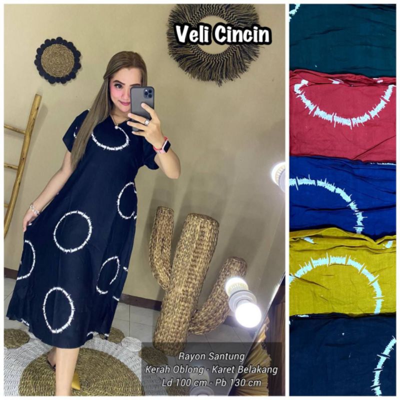 daster velly motif cincin karet belakang/daster murah