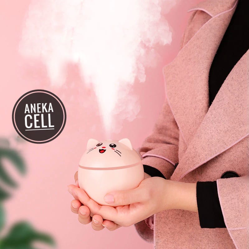 [TAFFWARE] Humidifier Aromatherapy Ultrasonic Pewangi Ruangan Air Diffuser Aroma Terapi Purifier Oil Nano Spray-Cat Smile Pink