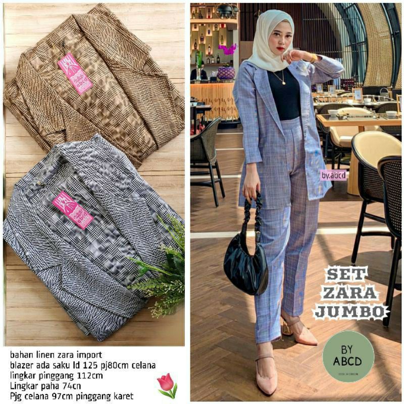 zara setelan/setelan blazer wanita/setelan blazer kantor setelan zara by abcd