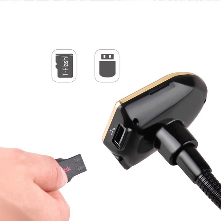 Car Charger 602E Professional Bluetooth MP3 Player Handsfree Dual USB - Gold and Silver