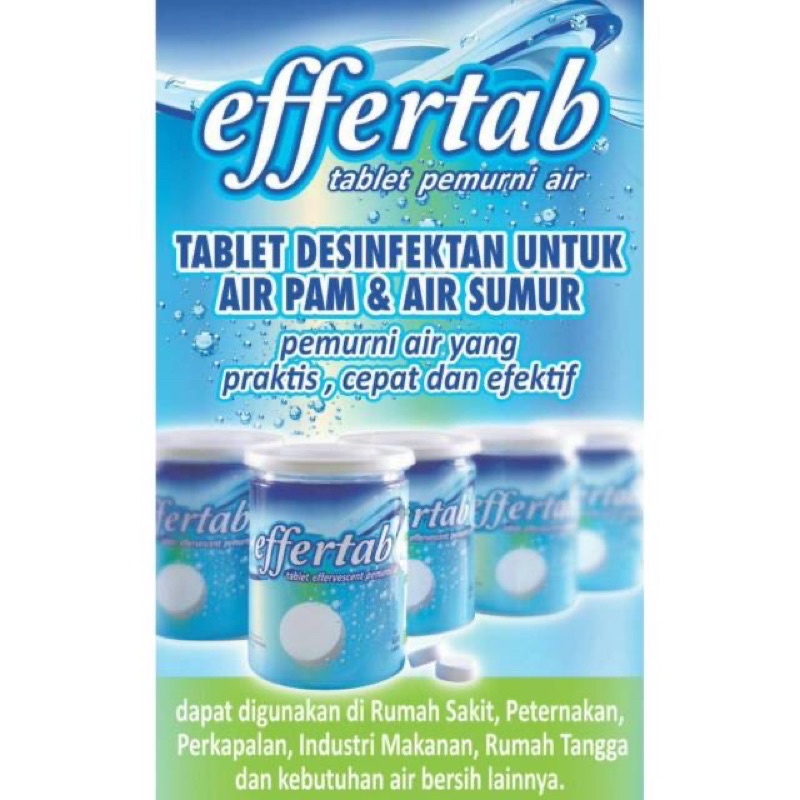 Effertab tablet disenfektan penjernih dan pemurni air ukuran kecil