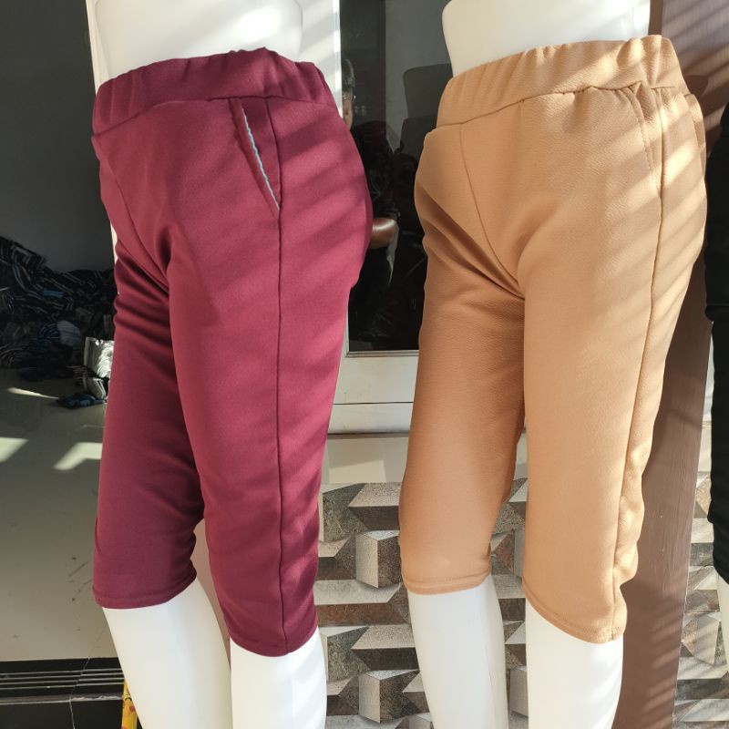 LUNA PANTS PENDEK | Celana Pendek Wanita Slim Fit Pensil 7/8 Polos | Celana Crepe Wafel Termurah