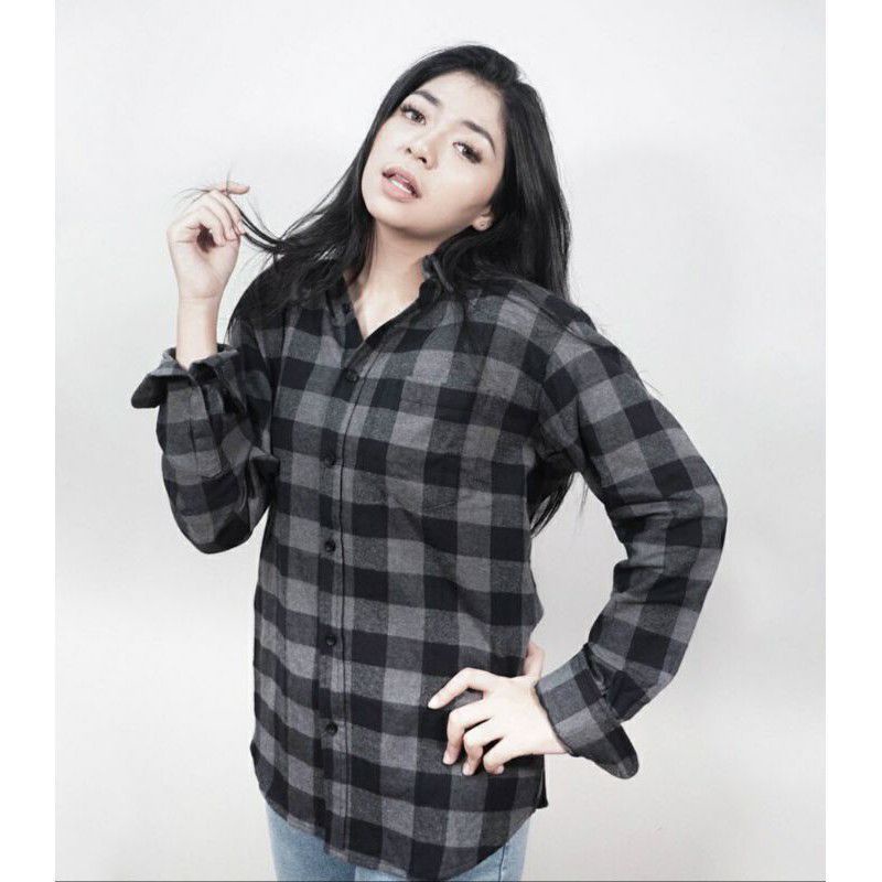 Kemeja flanel pria lengan panjang Unisex Terbaru Bahan Woll Flannel Panjang Slimfit