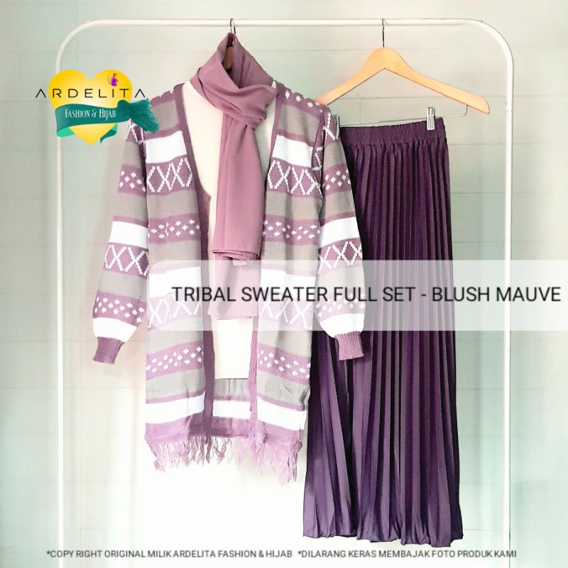 100% ORI REAL PICT TRIBAL LONG SWEATER SET/PAKET OOTD HIJAB SELEGRAM HEMAT LENGKAP/SET CARDIGAN