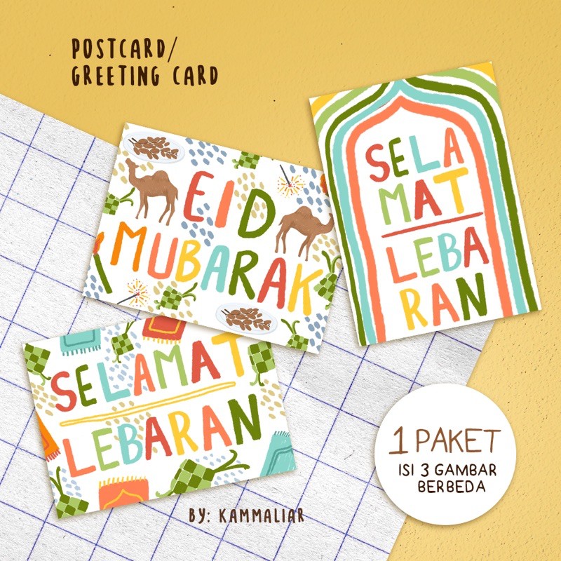 

Poscard/ Kartu Pos / Kartu Ucapan Lebaran Tema Doodle