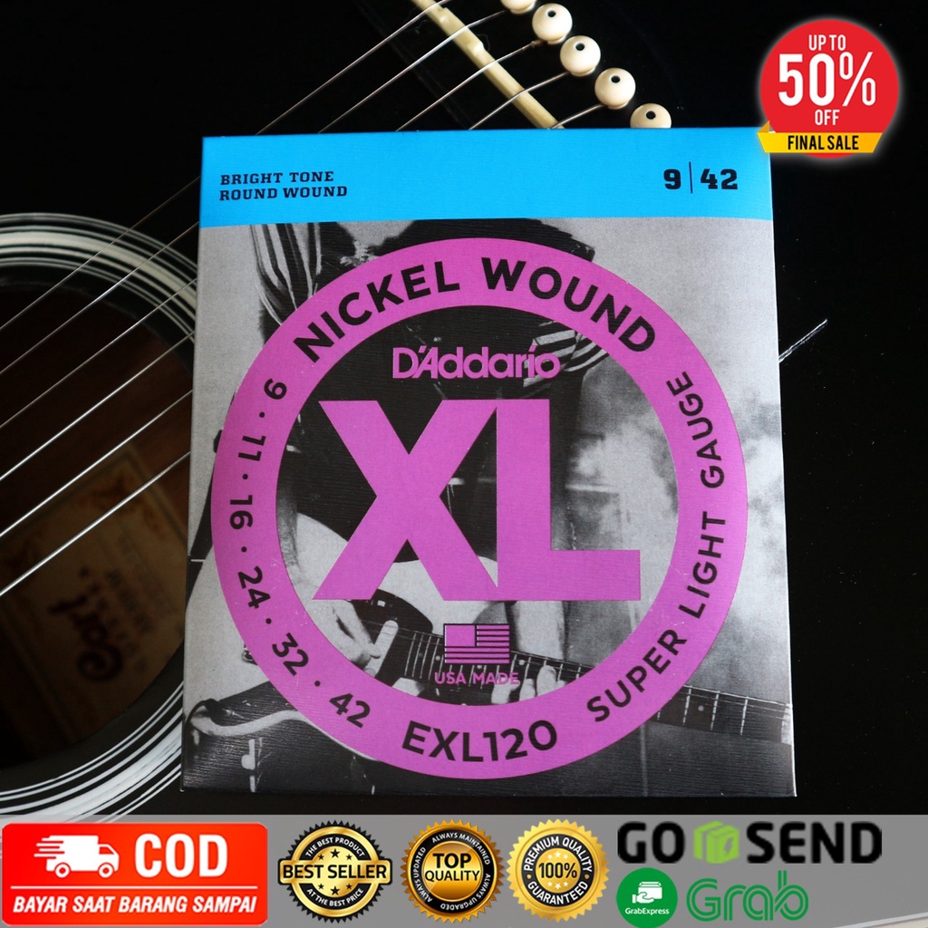 Senar Gitar Elektrik D'addario Daddario EXL110 EXL120 EXL130 1 Set