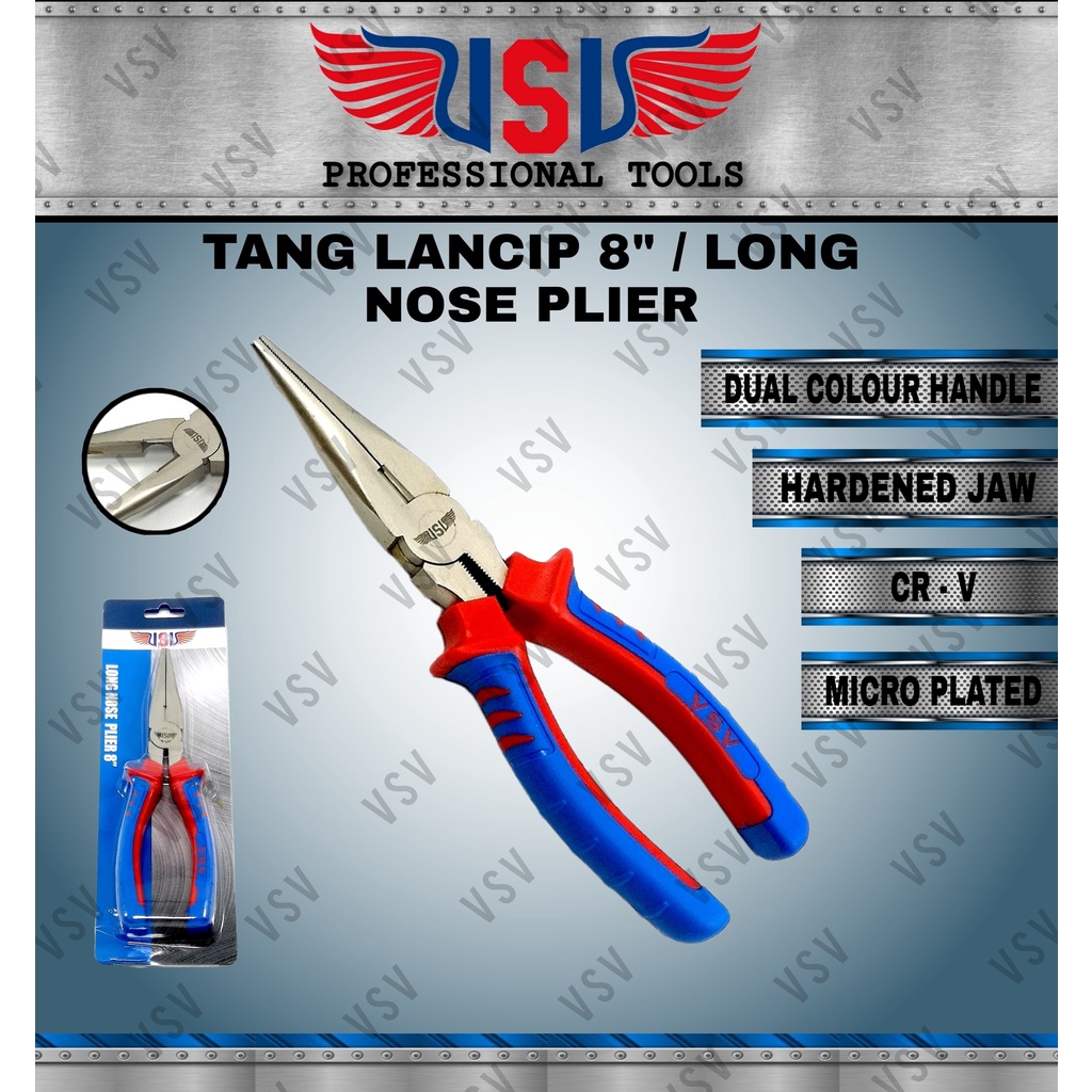 VSV Tang Lancip 8&quot; Long Nose Plier 8&quot; Lebih tahan karat
